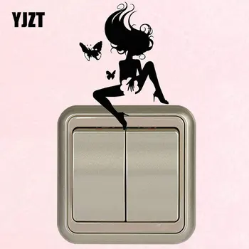 

YJZT Sexy Hot Girl Butterfly Hair Spa Beauty Salon Wall Art Decor Vinyl Sticker Switch Stickers 8SS-2678