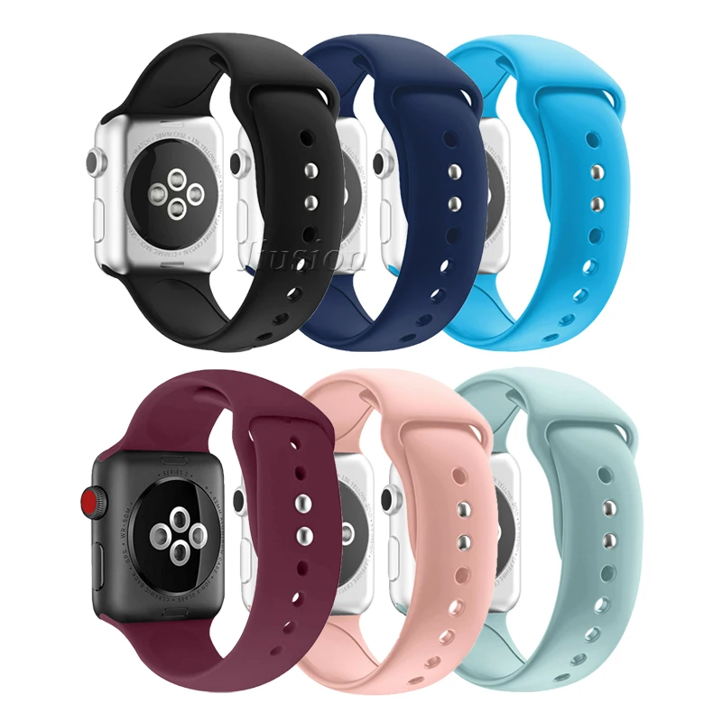 

Soft Silicone Replacement Sport Band For 38mm Apple Watch 42mm Wrist Bracelet Strap For iWatch Series 1 2 3 4 Sports Watch Band