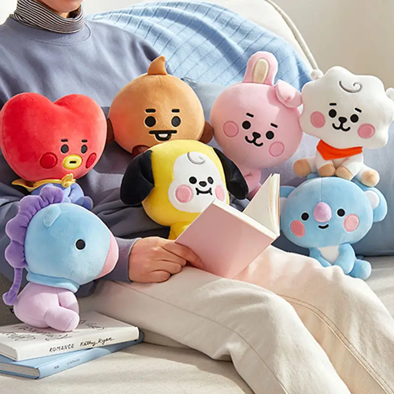 

22cm Cartoon Animal Bangtan Boy Plush Toy KPOP Star Group Bt21 Soft Stuffed Car Pillow Dolls Cute Neck Pillow Toy Christmas Gift