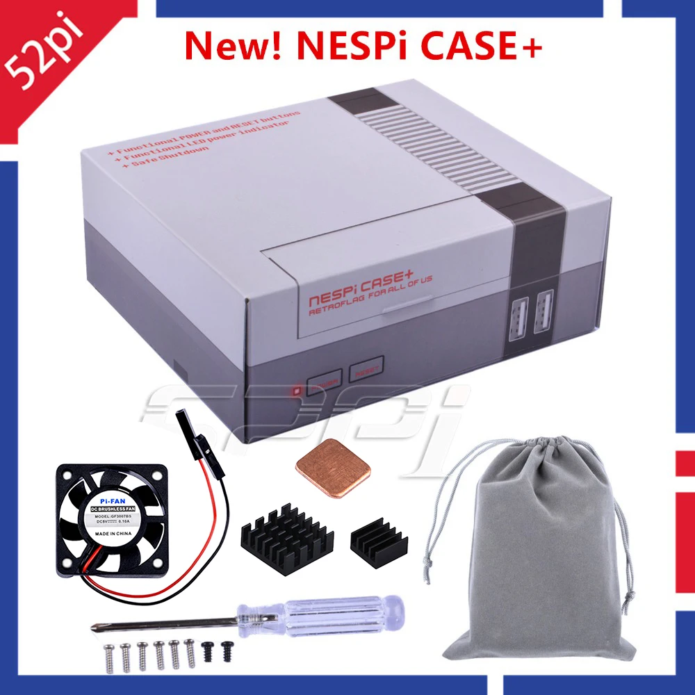 Case + Mais Botão de Energia com Desligamento Seguro para Raspberry b + – Original Nova Versão Nespi Retroflag Kit Funcional pi 3 – 2b 52pi