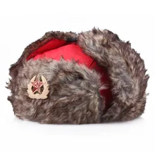 

Soviet RKKA Red Army Cold War Badge Unisex Ushanka Earflap Hat Commercial Ear Protection Hat Outdoor Riding Fur Russian Warm Hat