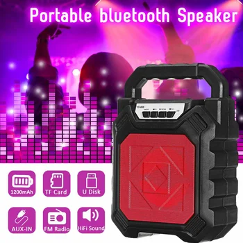 

Portable Speaker Wireless bluetooth Music Player Rechargeable Outdoor Stereo Subwoofer Radio Mic Player Party LED Speakers