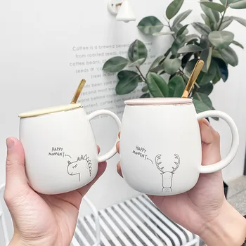 

Mate Cup Articles for Home Glass Coffee Cup Household Kitchen Utilities Mug Ceramic Cartoon Cups Mug Office Reusable with Lid