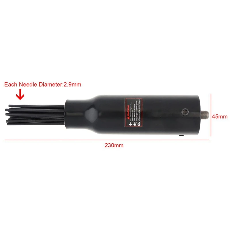 TR-9190 Black Pneumatic Needle Tool Bundle Deruster Head with 19 Needle for Rust and Welding Slag / Light Burr Removal