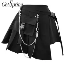 Getвесенняя Женская юбка плиссированная Высокая талия асимметричные юбки Асимметричная черная мини-юбка модная короткая женская юбка Новинка