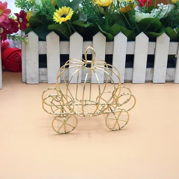 

Gold Metal Pumpkin Carriage Candy Box Wedding Party Favor Gift Box Chocolate Packaging Free Shipping WB919