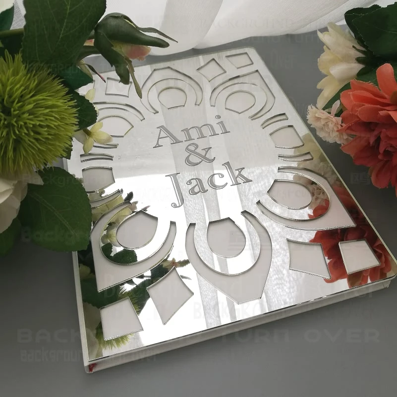 Guest Book Wedding Personalized Mirror Guestbook Party White Names Date Engrave Carve Gifts Details Rustic G008