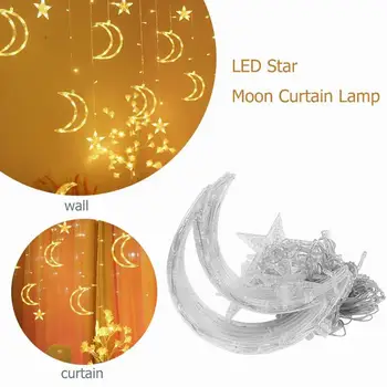 

220v Moon Star Led Curtain Lamp String Christmas Lights Decoration ights Curtain Lamp Wedding Neon Lantern