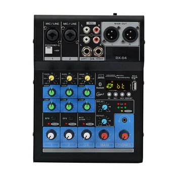 

USB Home Karaoke Stereo Bluetooth Record KTV Sound Card Mixing Console DJ 4 Channel Portable Audio Mixer Professional Small