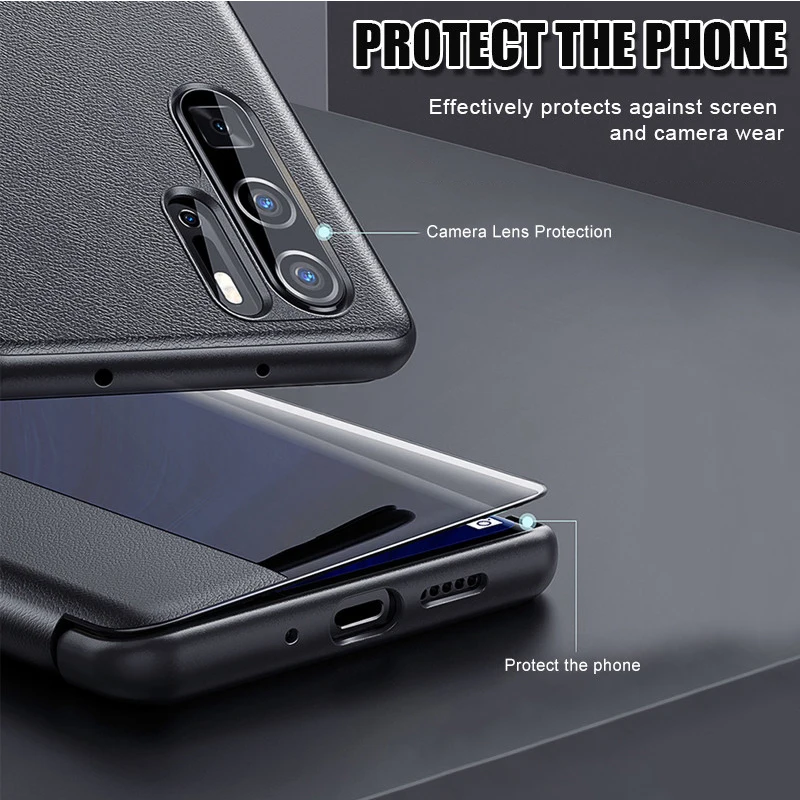 Умный оконный чехол для huawei P30 Pro P20 Lite Light P10 Plus откидной Чехол, кожаный чехол бампер для mate 20 Pro 10 Lite Lait Case