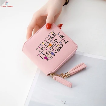 

StrangerThings printed Cool Logo Originality PU Wallets Harajuku wallet Women Mini Purse Accessories Short Zipper Lady Wallets