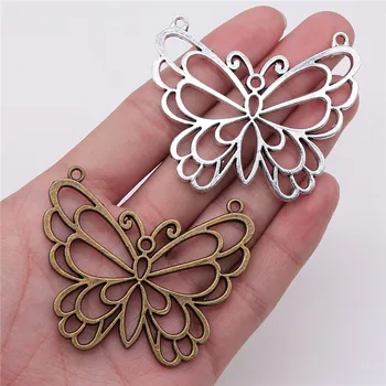 

1pcs 58x50mm Big Butterfly Charm Butterfly Connector Pendants Large Butterfly Charm Antique Silver Color