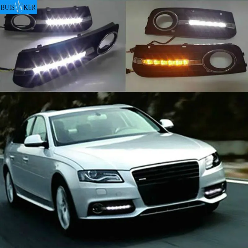 

1 комплект для Audi A4 A4L B8 2009 2010 2011 2012 светодиодный DRL Габаритные огни дневного света Противотуманные фары Крышка отверстия