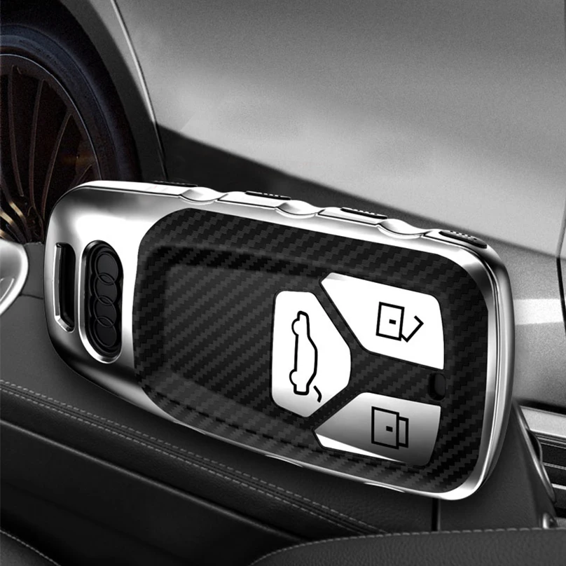 TPU+ углеродного волокна зерна автомобиля чехол, держатель для ключа для Audi A4 A4L 8S Allroad B9 Q5 Q7 TT TTS
