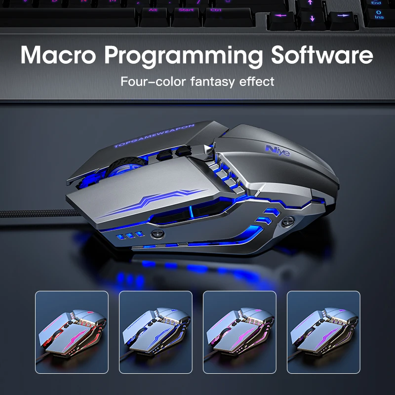 Ratón LED ergonómico para juegos por Cable de 3200 DPI, Mouse USB para Gamer G10 silencioso con Cable de retroiluminación para PC y portátil - Imagen 6