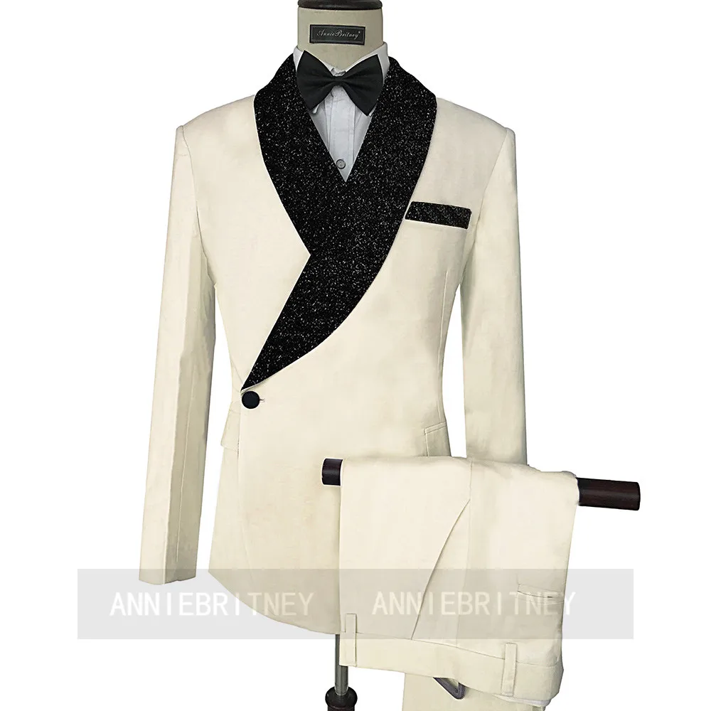 

(Jacket+Pants) Chic England Style Slim Fit 2 Piece Groom Tuxedos For Wedding Formal Prom Suit Party Evening Blazer Custom Made