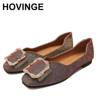

HOVINGELarge Size Women Cloth Shoes Loafers Slip On Flats Pointed Toe Shallow Single Office Lady Espadrilles Wave Point Zapatos