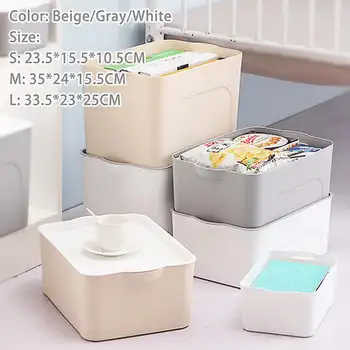 

Household Plastic Storage Box Containers Wardrobe Clothing Snack Toy Sundries Storage Box with Lid Home Drawer Organizer