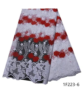

2019 High Quality Nigeria Wedding African Lace Fabric With Rhinestones Embroidery African French Tulle Lace Fabric 1F223
