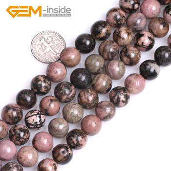 

Round Natural Rhodonite Stone Beads Natural Loose Bead For Jewelry Making DIY Strand 15" 4mm 6mm 8mm 10mm 12mm Wholesale