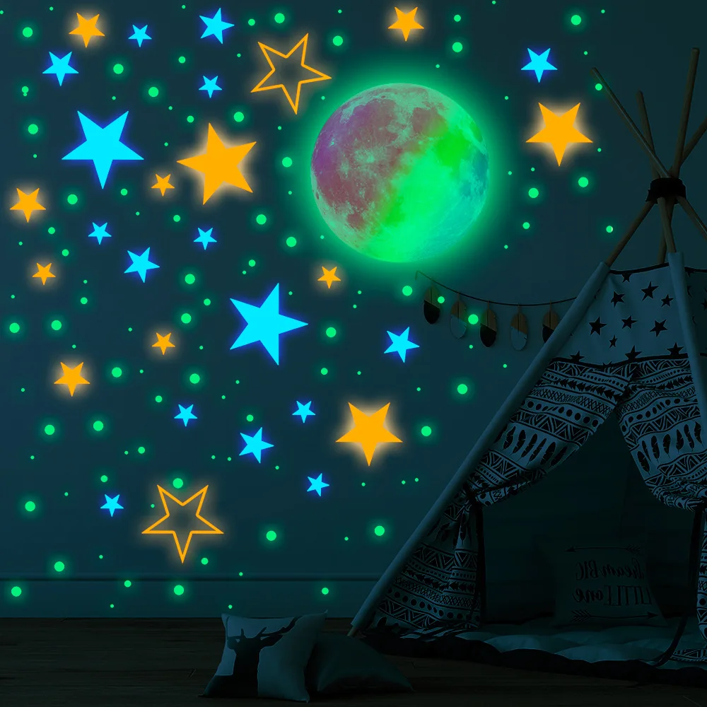 Colorful Moon Luminous Wall Stickers