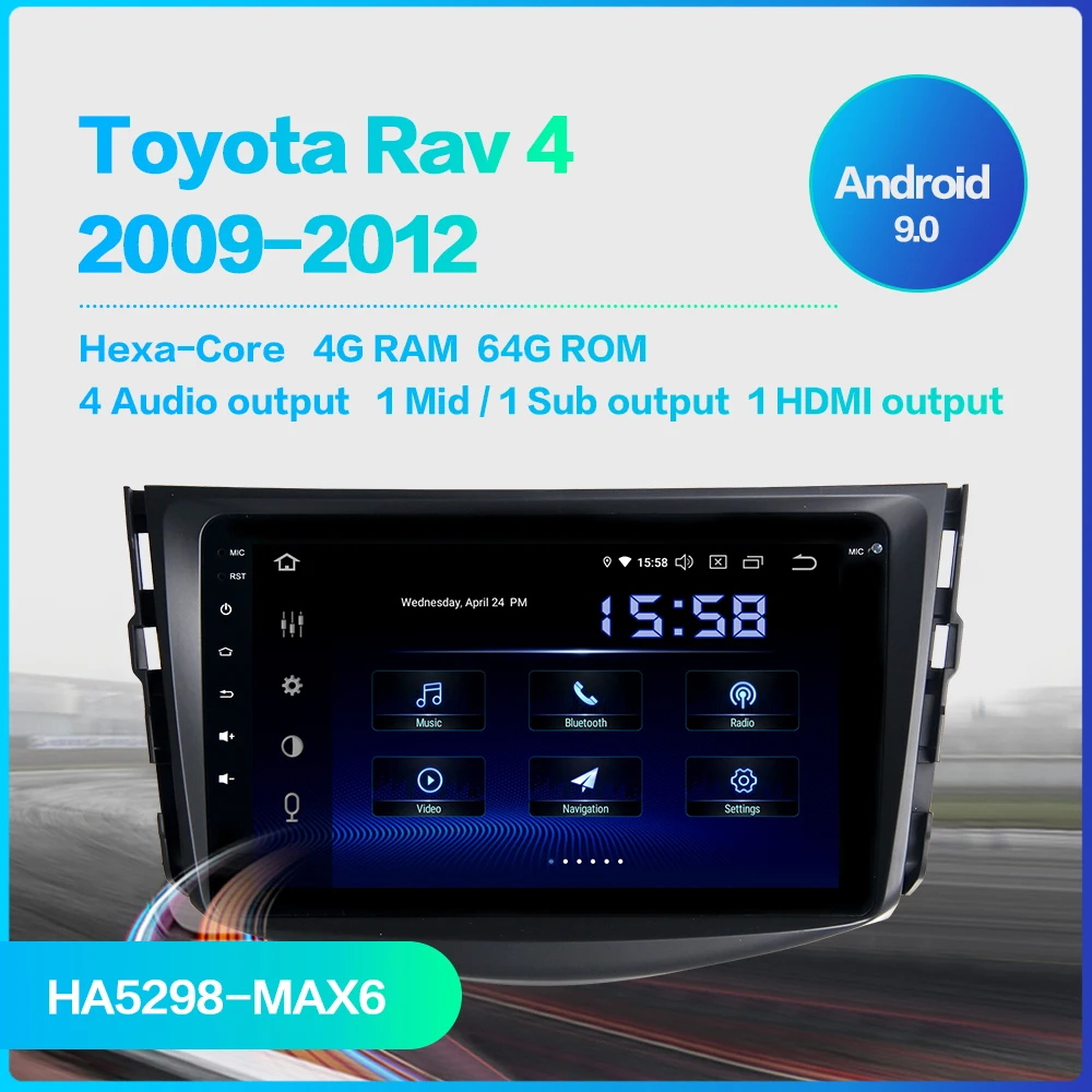 Sale for Toyota RAV4 Radio 2009 2010 2011 2012 Vehicle GPS Navigator 1 Din HDMI Stereo 8" IPS Android 9.0 Unit Car Multimedia PC 1