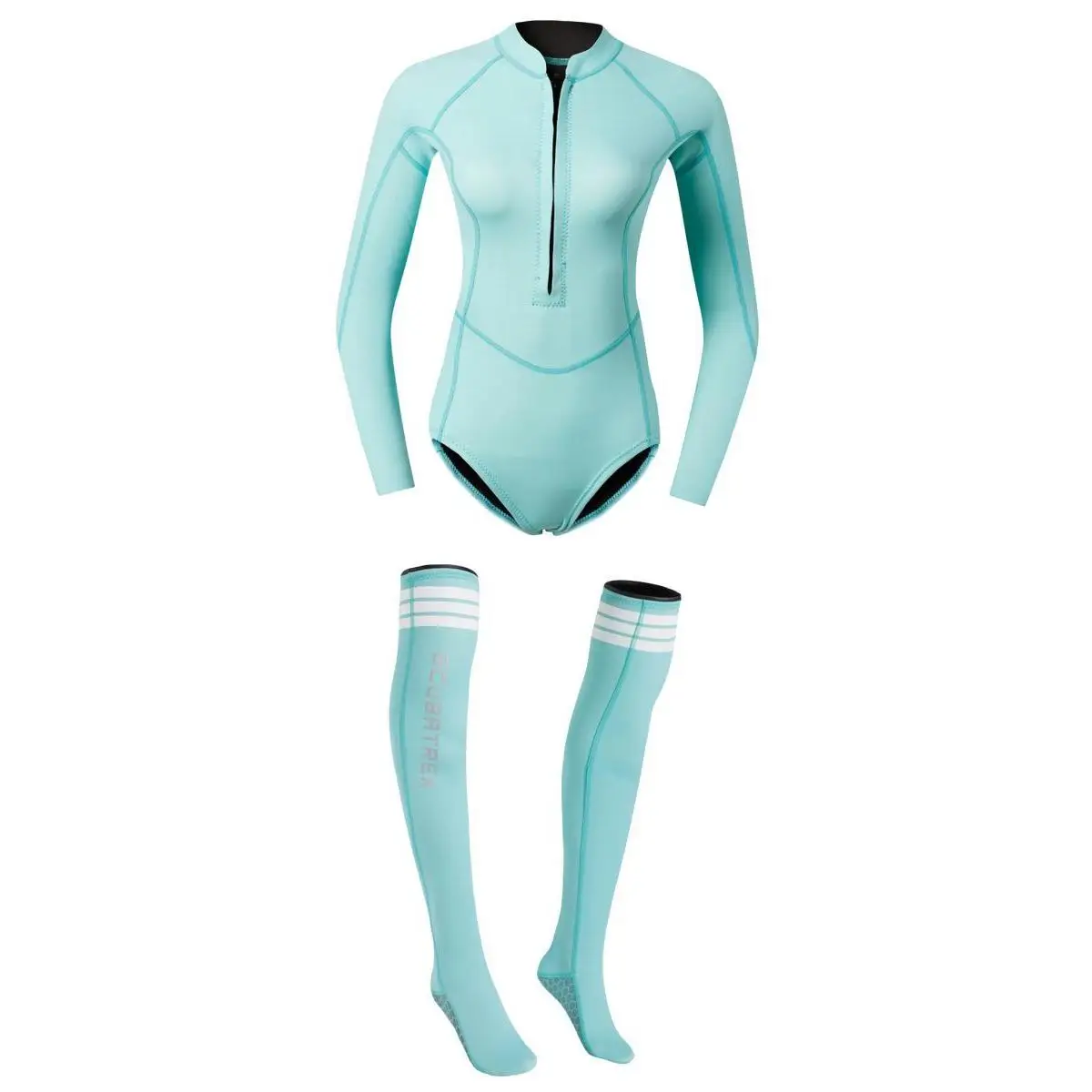 Breathable Women Diving Wetsuit Dive Suit Jacket Briefs & Non-Slip Fin Socks for Swimming Surfing Sailing Kayaking