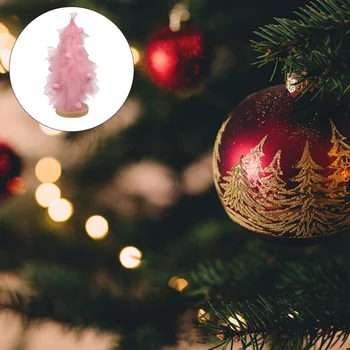 

1Pc Wooden Decoration Christmas Tree Ornament Desktop Decor Gauze Ornament Christmas Adornment for Party Gift