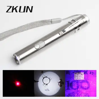 

HiMISS 3 in 1 Mini Purple Light USB Charging Flashlight Counterfeit Detector Portable Lamp Battery for Working Emergency Torch