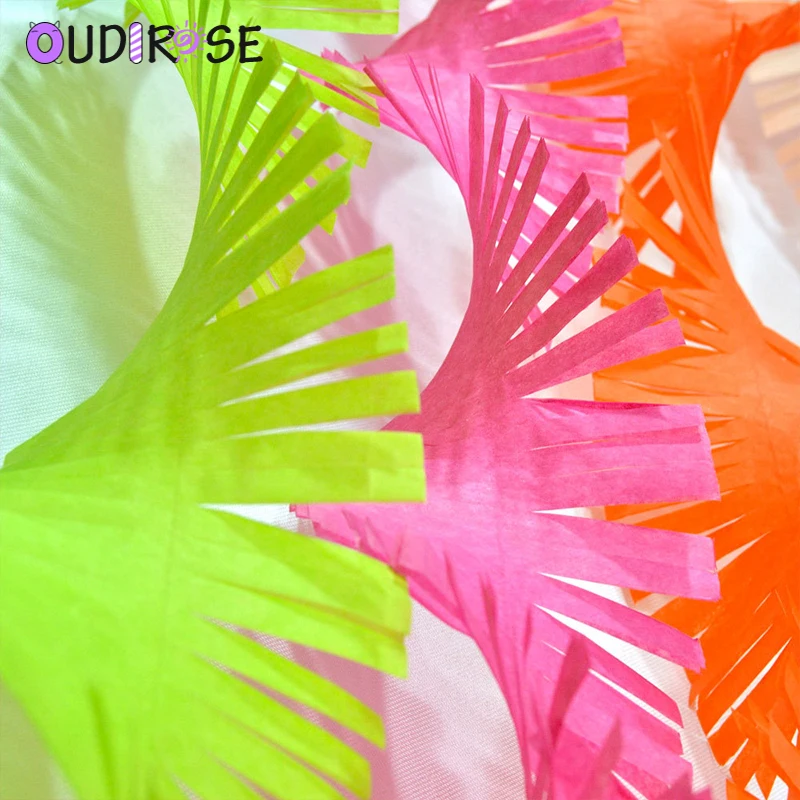 OUDIROSE 3M Fringed Party Streamers Tissue Paper Garland DIY Fringe Curtain Banners Backdrop Wedding Birthday Shower Decoration