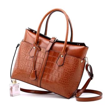 

2020 new briefcase female bag European and American fashion crocodile handbag fashion shoulder oblique cross big bag