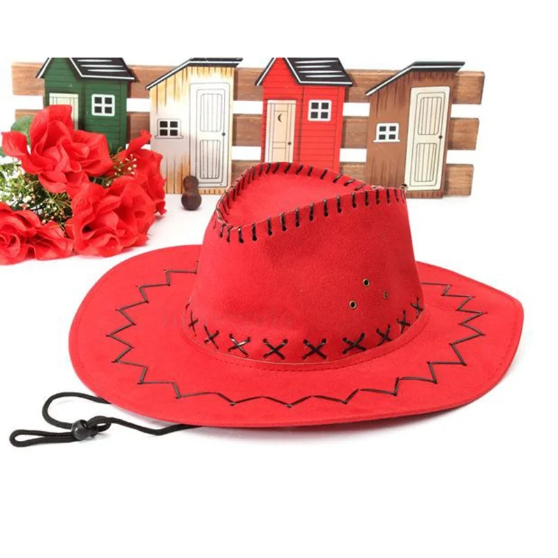 Retro Unisex Denim Wild West Cowboy Cowgirl Rodeo Fancy Dress Accessory Hats red | Аксессуары для одежды