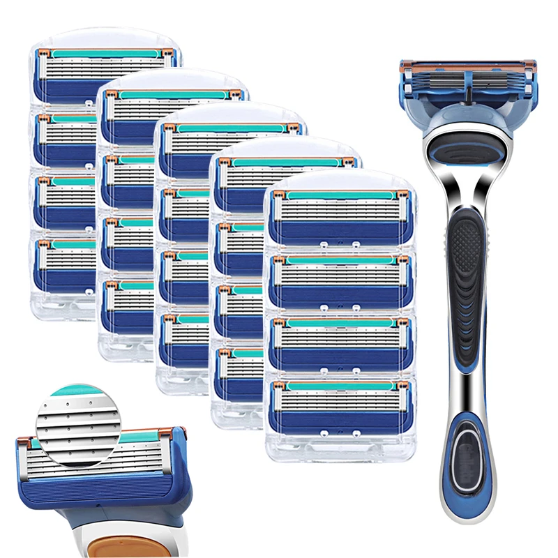 

Men's razor Fusion 5 razor spare blade, manual razor trimmer blade holder + 1 razor handle, blue, orange