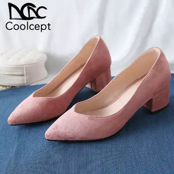 

Coolcept 4 Color Suede Leather Ladies Pumps Pointed Toe Party Wedding Spring Work Shoes Classics Pumps Footwear Size 30-43