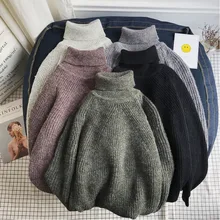 Winter Thicken Turtleneck Sweater Men Warm Fashion Solid Color Casual Knit Sweaters Man Loose Long Sleeve Sweater Men Clothes