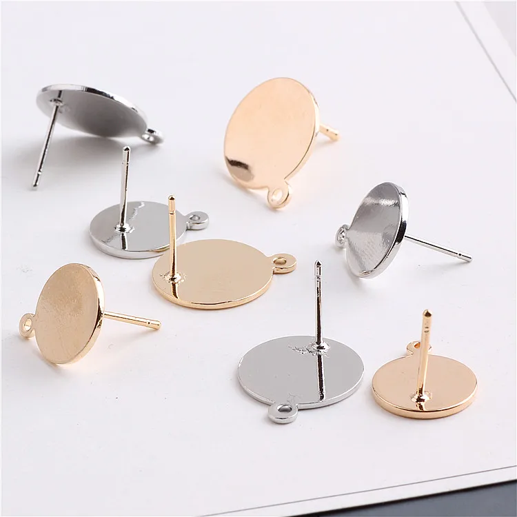 

5pcs 10/12/15mm Zinc Alloy Golden Metal Round Base Earrings Connector For DIY Earrings Jewelry Making Finding Accessories