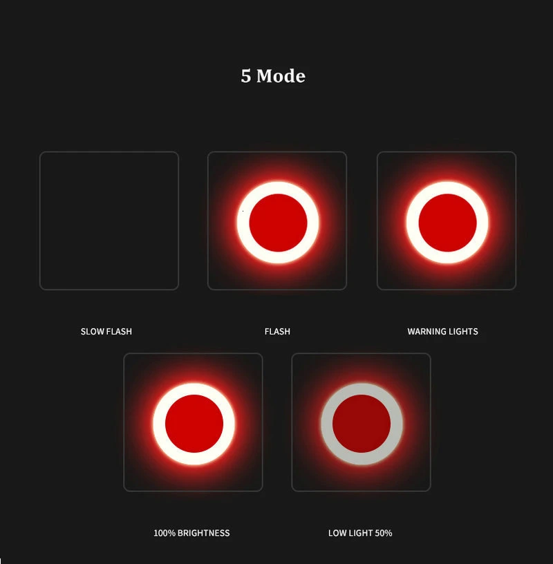 Bicycle Flashlight Waterproof LED Charging Cycling Taillight for Mountain Road Bike Safety Warning Lamp Rear Light 5 Mode (5)