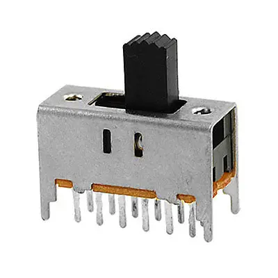 

10 Pcs 12 Pin On/On 2 Position 4P2T 4PDT Mini Vertical Slide Switch 0.3A 50V DC