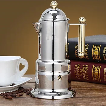 

Stovetop Espresso Maker Italian Moka Coffee Pot Stainless Steel Coffee Percolator with Permanent Filter For Home and Office Use