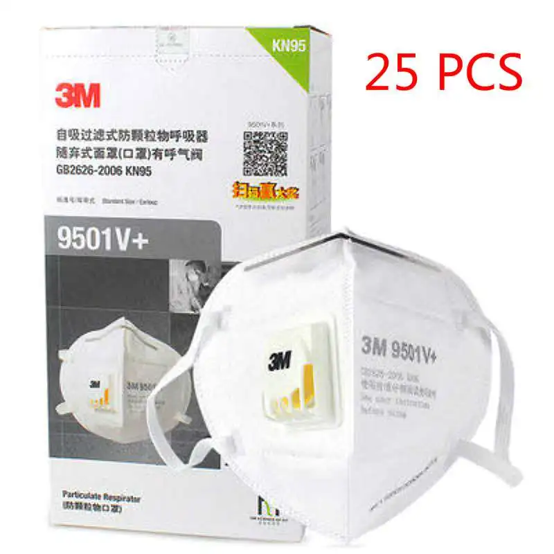 

3M 9501V + Masks PM2.5 KN95 25pcs/box Ear band Particulate Respirator Dust Mask with Cool Flow Valve Breathable Mask