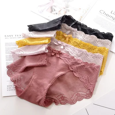 

5pcs/lot Sexy Lace Ultra-thin Panties Women Fashion Cozy Lingerie Tempting Pretty Briefs High Quality Cotton 3D Women Underwear