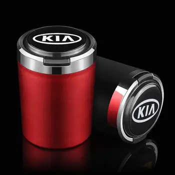 

For Kia Car Ashtray Car Logo With Led Lights Cover Cerato Forte Optima K2 K3 Rio3 K9 KX3 KX5 Creative Personality Ashtray