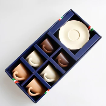 

Portable Nordic Espresso Coffee Cup Frosted Set Pottery Plate Cafe Mini Cup Tea Coffeehouse Mug Taza Cafe Handmade Ceramic SC E5