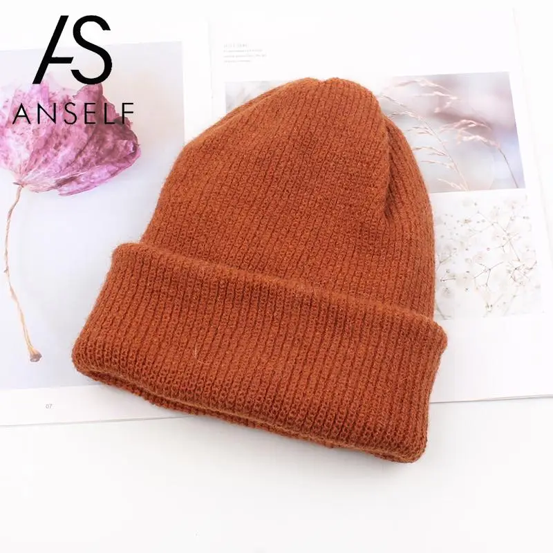 Трикотажные облегающие шапки унисекс зимняя теплая шапка в рубчик головной убор