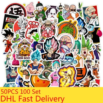 

50PCS One Pack 100 Set Japan Anime Dragon Ball Stickers Super Saiyan Goku Sticker For Luggage Fridge Car- Styling Laptop
