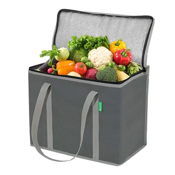 

Cooler Heavy Duty Non-woven Zippered Shopping With Handles Foldable Pouch Food Storage Outdoor Insulated Picnic Bag Work Travel