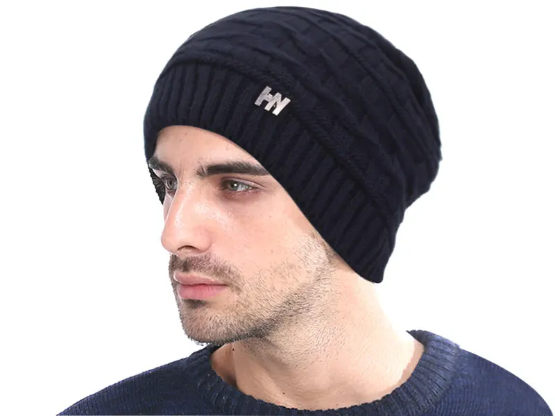 Брендовые зимние вязанные шапочки Skullies Beanies мужские зимние шапки для мужчин женская шапка-маска теплая Толстая Мужская однотонная зимняя шапка