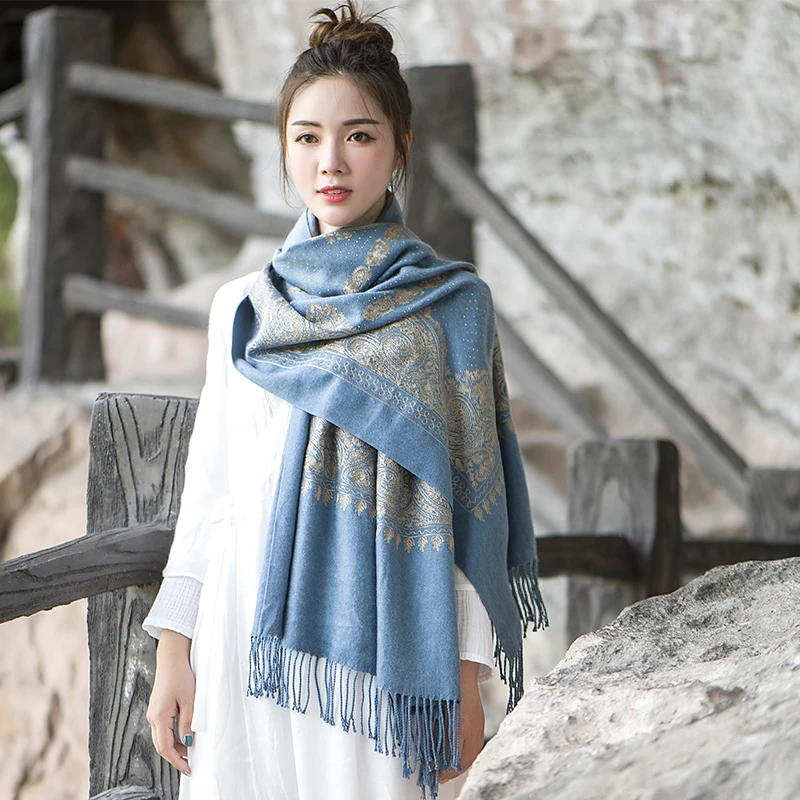 New Arrival Winter Scarf Women Plaid Blanket Cashmere Pashmina Shawl  Fashion Scarves Shawls Luxury Brand Scarf Tops For Women