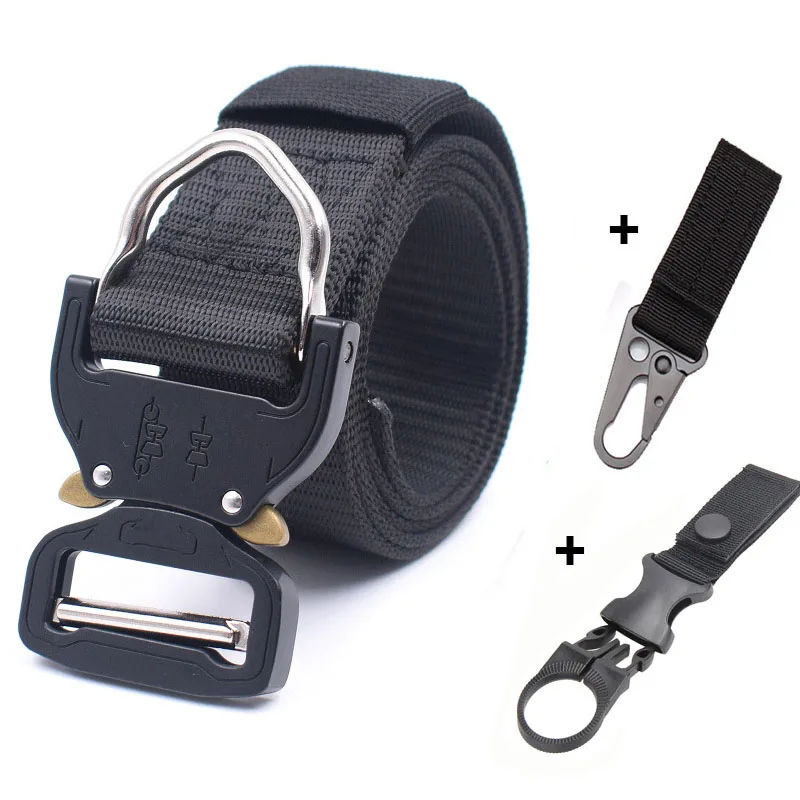 belt and 2hook Военный тактический ремень армейский Многофункциональный нейлоновый тактический ремень с металлической пряжкой сверхмощный ремень для охоты на открытом воздухе CS Cinto - Цвет: belt and 2hook