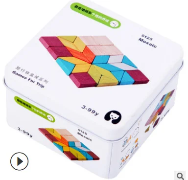 Puzzle Деревянные игрушки, строительные блоки, домино в железной коробке, развивающие игрушки для детей и взрослых, дорожные игры - Цвет: Puzzle